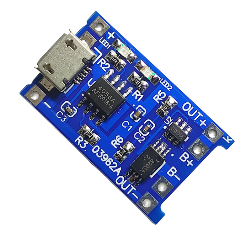TP4056 BATTERY CHARGING (MICRO USB) MODULE