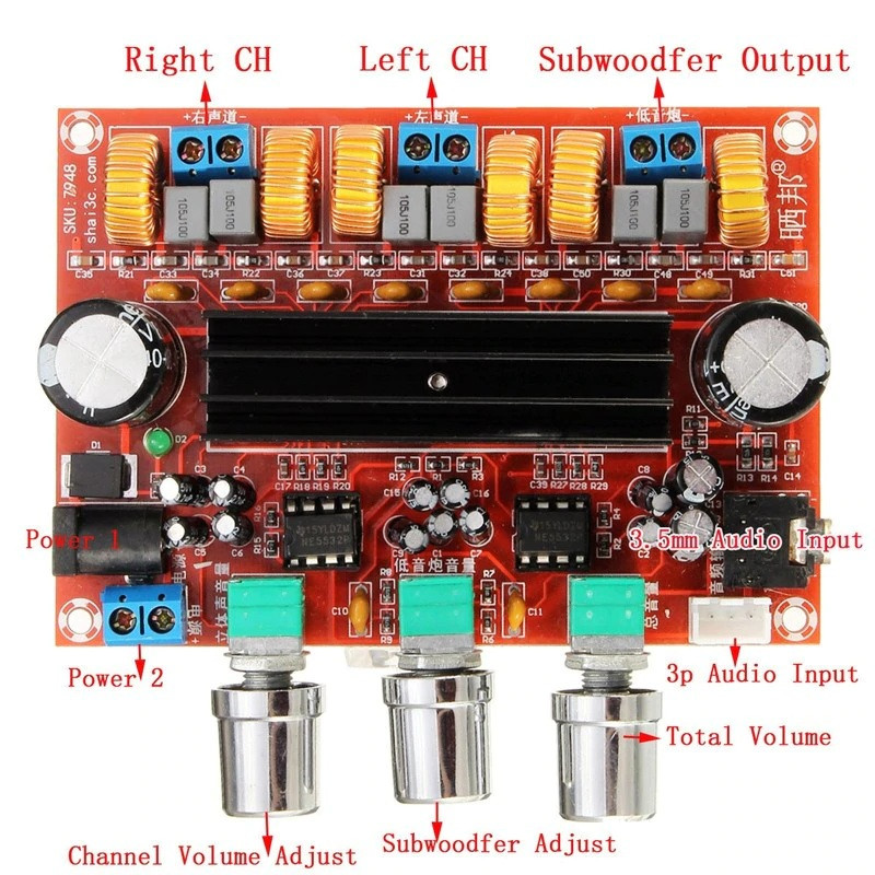 DC12-24V TPA3116D2 2.1  CHANNEL DIGITAL SUBWOOFER POWER AMPLIFIER BOARD